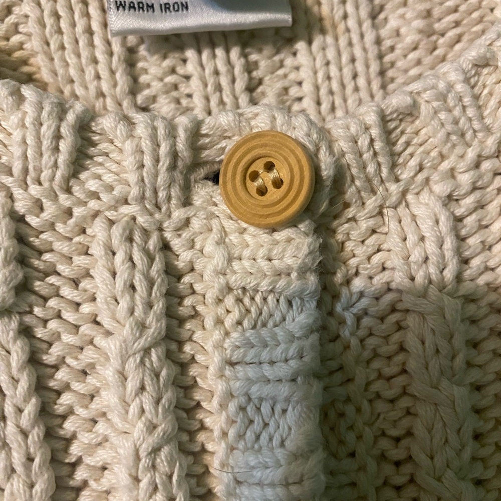 Talbots Vintage Button-Up Cable Knit Cardigan in Cream - Picture 4 of 5